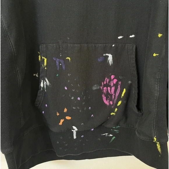MNML Black Paint Splatter size L Unique Streetwear Artist Hoodie Thick Quality - Picture 2 of 7